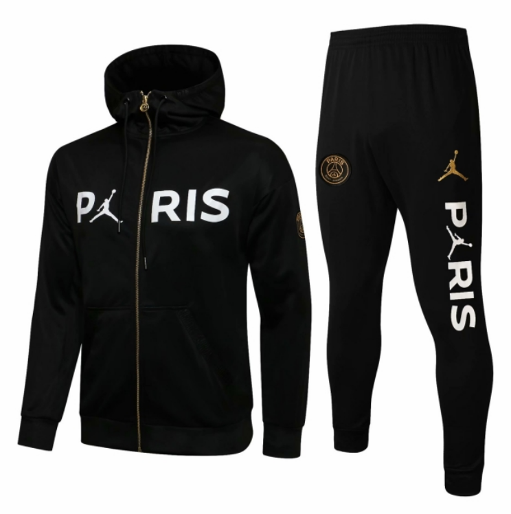 2021/22 PSG x Jordan Black Training Suits Paris Hoodie Jacket with Pants